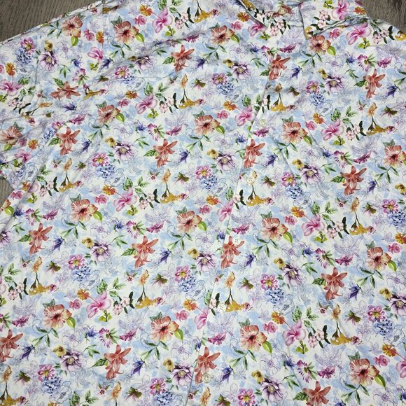 Mens Floral Print Long Sleeve Shirt XXL By Michaels colorfull bright loud flower - Picture 5 of 5